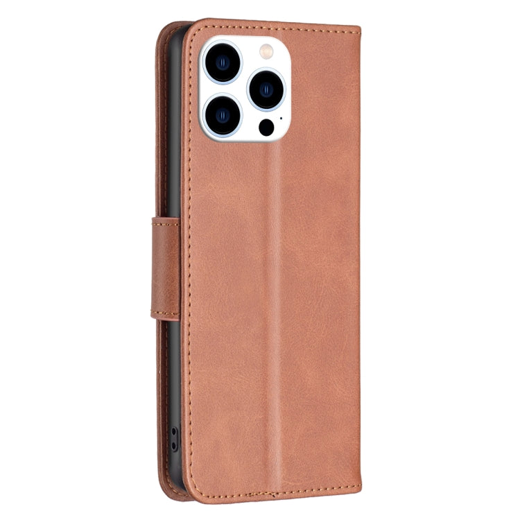 For iPhone 16 Pro Lambskin Texture Pure Color Flip Leather Phone Case(Brown) by buy2fix