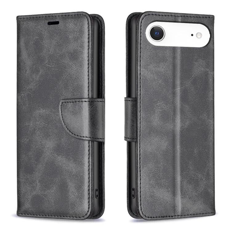 For iPhone Air Lambskin Texture Pure Color Flip Leather Phone Case(Black) - iPhone Air Cases by buy2fix | Online Shopping UK | buy2fix