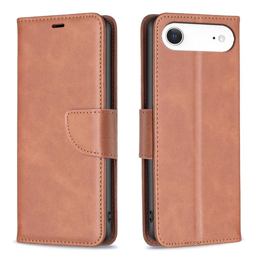 For iPhone Air Lambskin Texture Pure Color Flip Leather Phone Case(Brown) - iPhone Air Cases by buy2fix | Online Shopping UK | buy2fix