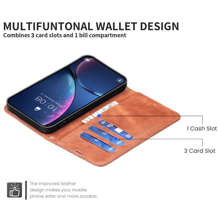 For iPhone Air Lambskin Texture Pure Color Flip Leather Phone Case(Brown) - iPhone Air Cases by buy2fix | Online Shopping UK | buy2fix