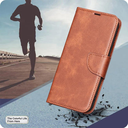 For iPhone Air Lambskin Texture Pure Color Flip Leather Phone Case(Brown) - iPhone Air Cases by buy2fix | Online Shopping UK | buy2fix