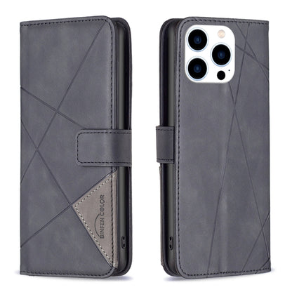 For iPhone 16 Pro Magnetic Buckle Rhombus Texture Leather Phone Case(Black) by buy2fix
