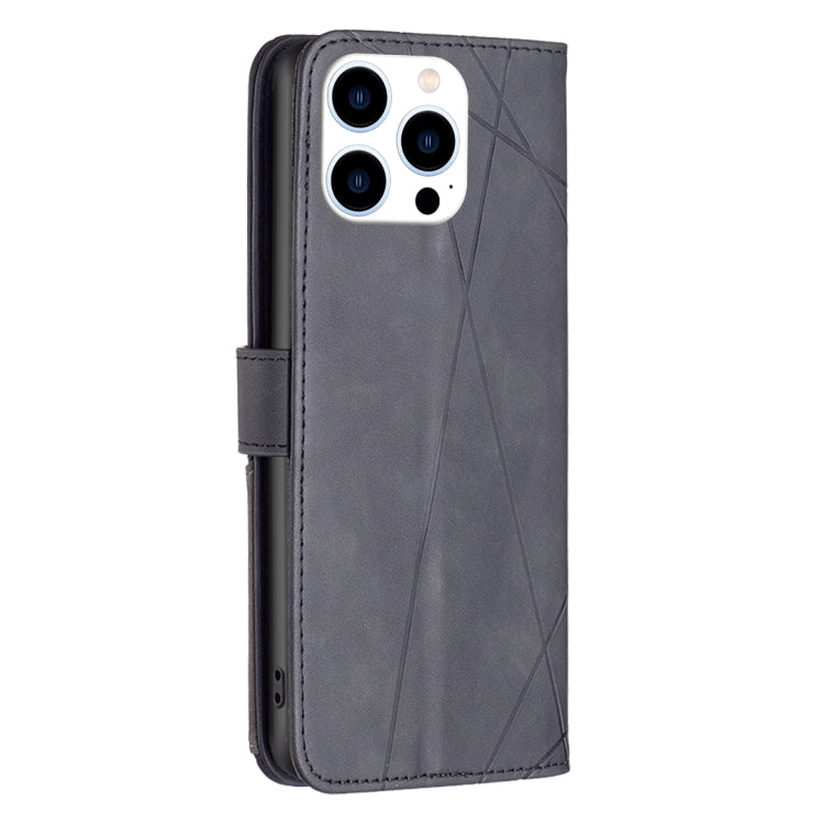 For iPhone 16 Pro Magnetic Buckle Rhombus Texture Leather Phone Case(Black) by buy2fix