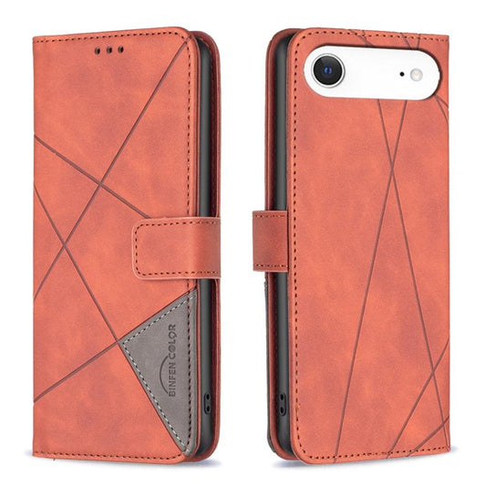 For iPhone Air Magnetic Buckle Rhombus Texture Leather Phone Case(Brown) - iPhone Air Cases by buy2fix | Online Shopping UK | buy2fix