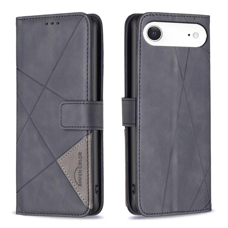 For iPhone Air Magnetic Buckle Rhombus Texture Leather Phone Case(Black) - iPhone Air Cases by buy2fix | Online Shopping UK | buy2fix