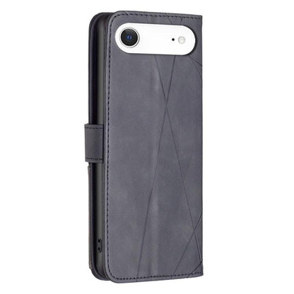 For iPhone Air Magnetic Buckle Rhombus Texture Leather Phone Case(Black) - iPhone Air Cases by buy2fix | Online Shopping UK | buy2fix
