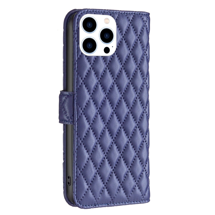 For iPhone 16 Pro Max Diamond Lattice Wallet Flip Leather Phone Case(Blue) by buy2fix