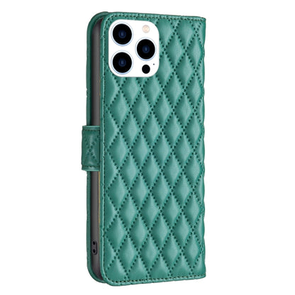 For iPhone 16 Pro Max Diamond Lattice Wallet Flip Leather Phone Case(Green) by buy2fix