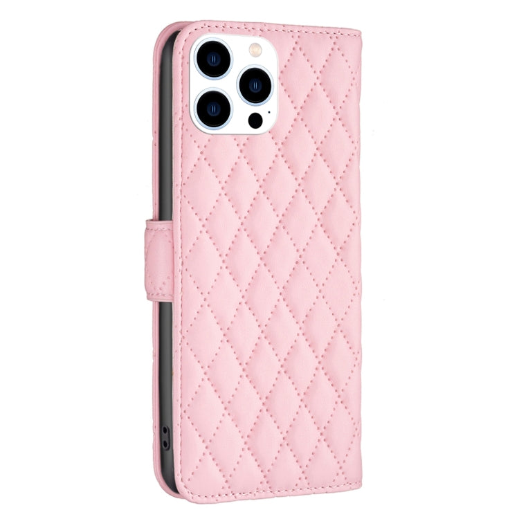 For iPhone 16 Pro Max Diamond Lattice Wallet Flip Leather Phone Case(Pink) by buy2fix