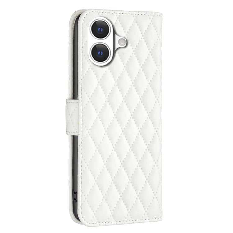 For iPhone 17 Diamond Lattice Wallet Flip Leather Phone Case(White) - iPhone 17 Cases by buy2fix | Online Shopping UK | buy2fix