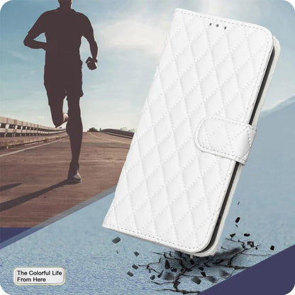 For iPhone 17 Diamond Lattice Wallet Flip Leather Phone Case(White) - iPhone 17 Cases by buy2fix | Online Shopping UK | buy2fix