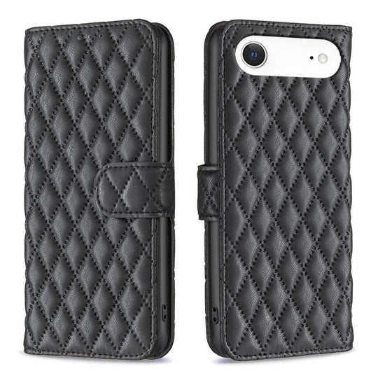 For iPhone Air Diamond Lattice Wallet Flip Leather Phone Case(Black)