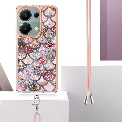 For Xiaomi Redmi Note 13 Pro 4G Global  Electroplating IMD TPU Phone Case with Lanyard(Pink Scales) - Xiaomi Cases by buy2fix | Online Shopping UK | buy2fix