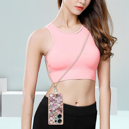 For Xiaomi Redmi Note 13 Pro 4G Global  Electroplating IMD TPU Phone Case with Lanyard(Pink Scales) - Xiaomi Cases by buy2fix | Online Shopping UK | buy2fix