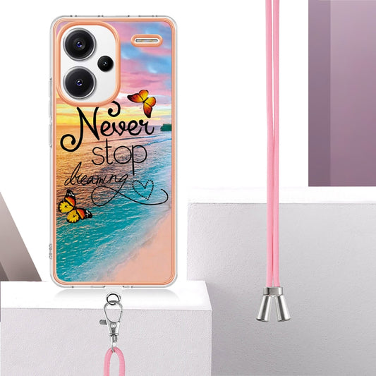 For Xiaomi Redmi Note 13 Pro+ 5G Electroplating IMD TPU Phone Case with Lanyard(Dream Butterfly) - Xiaomi Cases by buy2fix | Online Shopping UK | buy2fix