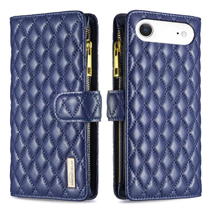 For iPhone Air Diamond Lattice Zipper Wallet Leather Flip Phone Case(Blue) - iPhone Air Cases by buy2fix | Online Shopping UK | buy2fix