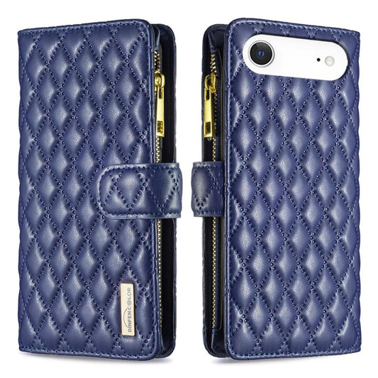 For iPhone Air Diamond Lattice Zipper Wallet Leather Flip Phone Case(Blue) - iPhone Air Cases by buy2fix | Online Shopping UK | buy2fix