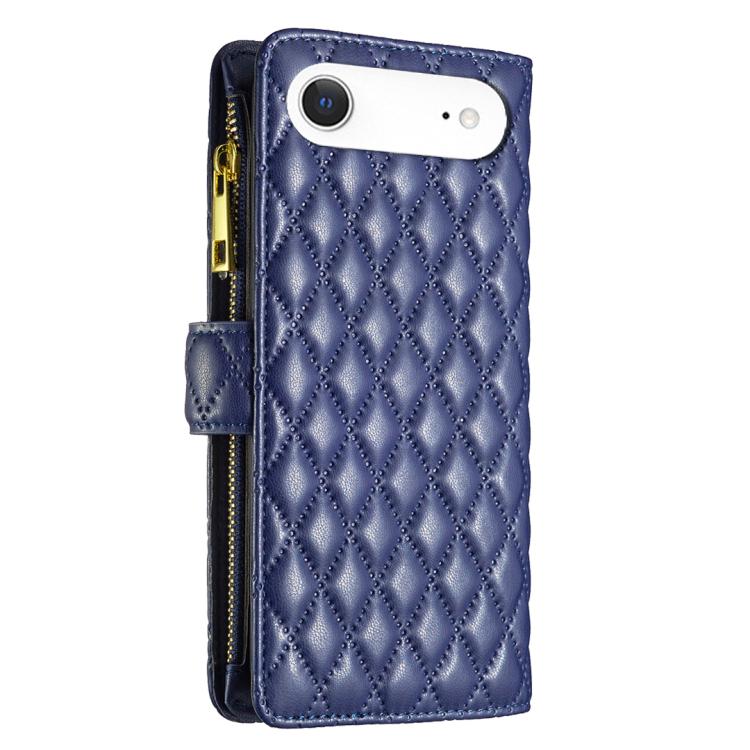 For iPhone Air Diamond Lattice Zipper Wallet Leather Flip Phone Case(Blue) - iPhone Air Cases by buy2fix | Online Shopping UK | buy2fix