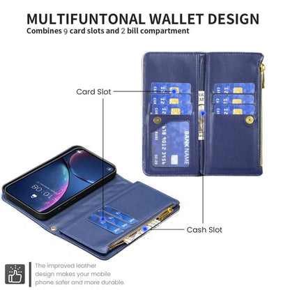 For iPhone Air Diamond Lattice Zipper Wallet Leather Flip Phone Case(Blue) - iPhone Air Cases by buy2fix | Online Shopping UK | buy2fix