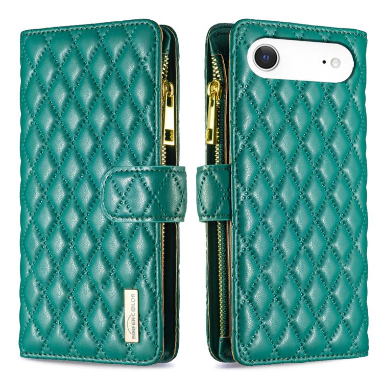 For iPhone Air Diamond Lattice Zipper Wallet Leather Flip Phone Case(Green) - iPhone Air Cases by buy2fix | Online Shopping UK | buy2fix