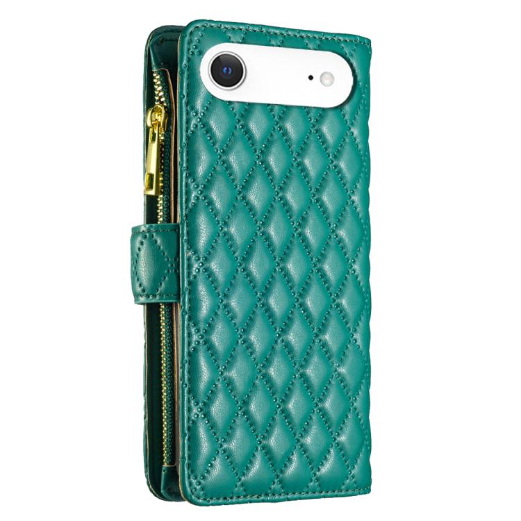 For iPhone Air Diamond Lattice Zipper Wallet Leather Flip Phone Case(Green) - iPhone Air Cases by buy2fix | Online Shopping UK | buy2fix