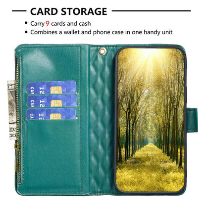 For iPhone Air Diamond Lattice Zipper Wallet Leather Flip Phone Case(Green) - iPhone Air Cases by buy2fix | Online Shopping UK | buy2fix