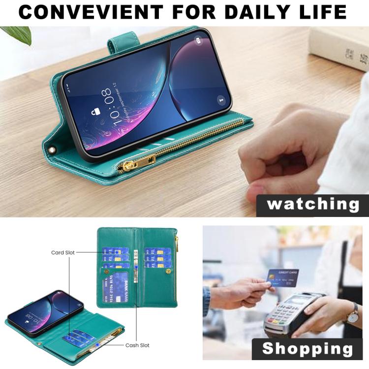 For iPhone Air Diamond Lattice Zipper Wallet Leather Flip Phone Case(Green) - iPhone Air Cases by buy2fix | Online Shopping UK | buy2fix
