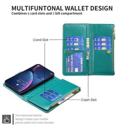 For iPhone Air Diamond Lattice Zipper Wallet Leather Flip Phone Case(Green) - iPhone Air Cases by buy2fix | Online Shopping UK | buy2fix