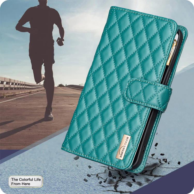 For iPhone Air Diamond Lattice Zipper Wallet Leather Flip Phone Case(Green) - iPhone Air Cases by buy2fix | Online Shopping UK | buy2fix
