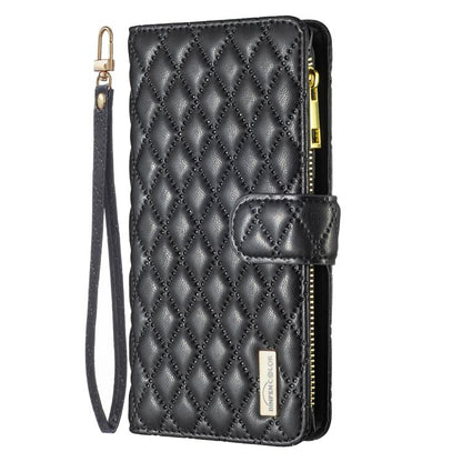 For iPhone Air Diamond Lattice Zipper Wallet Leather Flip Phone Case(Black) - iPhone Air Cases by buy2fix | Online Shopping UK | buy2fix