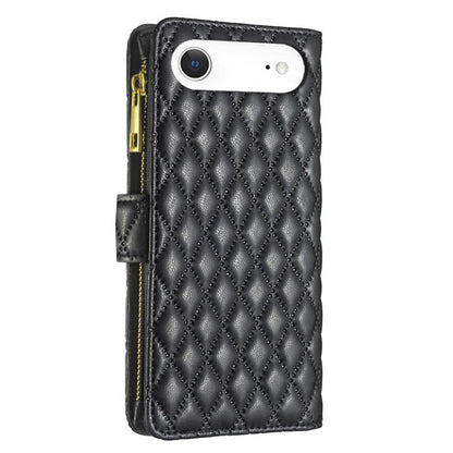 For iPhone Air Diamond Lattice Zipper Wallet Leather Flip Phone Case(Black) - iPhone Air Cases by buy2fix | Online Shopping UK | buy2fix