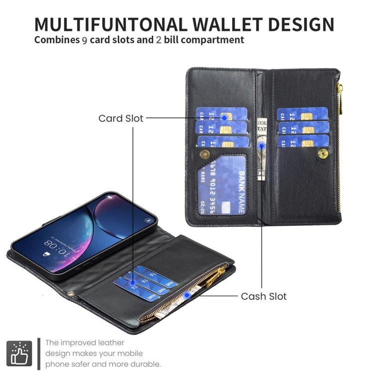 For iPhone Air Diamond Lattice Zipper Wallet Leather Flip Phone Case(Black) - iPhone Air Cases by buy2fix | Online Shopping UK | buy2fix