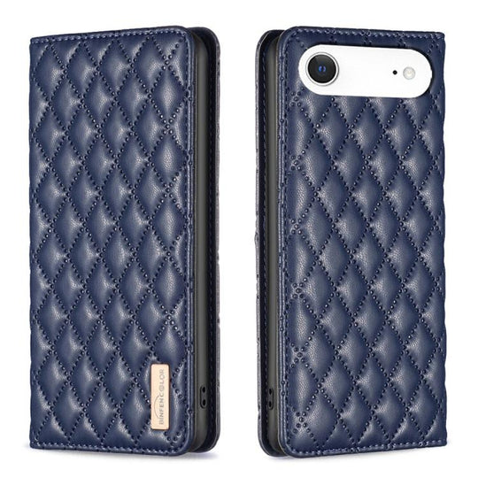 For iPhone 17 Air Diamond Lattice Magnetic Leather Flip Phone Case(Blue)
