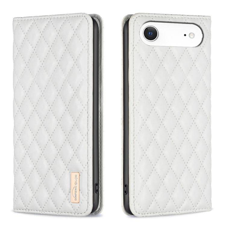 For iPhone Air Diamond Lattice Magnetic Leather Flip Phone Case(White) - iPhone Air Cases by buy2fix | Online Shopping UK | buy2fix