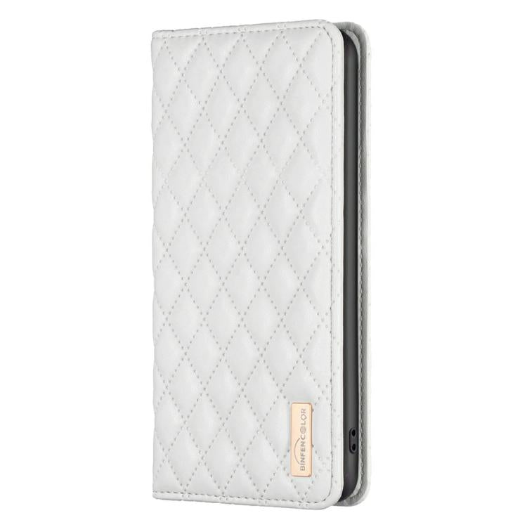 For iPhone Air Diamond Lattice Magnetic Leather Flip Phone Case(White) - iPhone Air Cases by buy2fix | Online Shopping UK | buy2fix