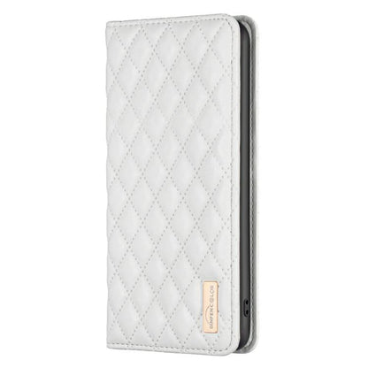 For iPhone Air Diamond Lattice Magnetic Leather Flip Phone Case(White) - iPhone Air Cases by buy2fix | Online Shopping UK | buy2fix