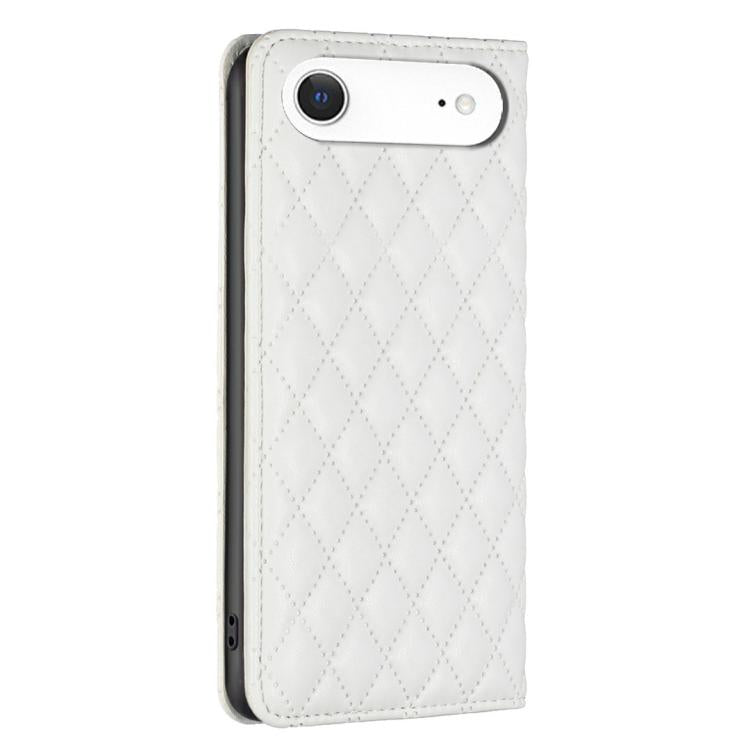 For iPhone Air Diamond Lattice Magnetic Leather Flip Phone Case(White) - iPhone Air Cases by buy2fix | Online Shopping UK | buy2fix