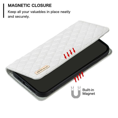 For iPhone Air Diamond Lattice Magnetic Leather Flip Phone Case(White) - iPhone Air Cases by buy2fix | Online Shopping UK | buy2fix