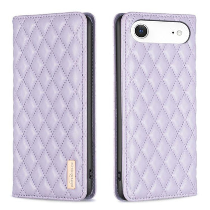 For iPhone Air Diamond Lattice Magnetic Leather Flip Phone Case(Purple) - iPhone Air Cases by buy2fix | Online Shopping UK | buy2fix