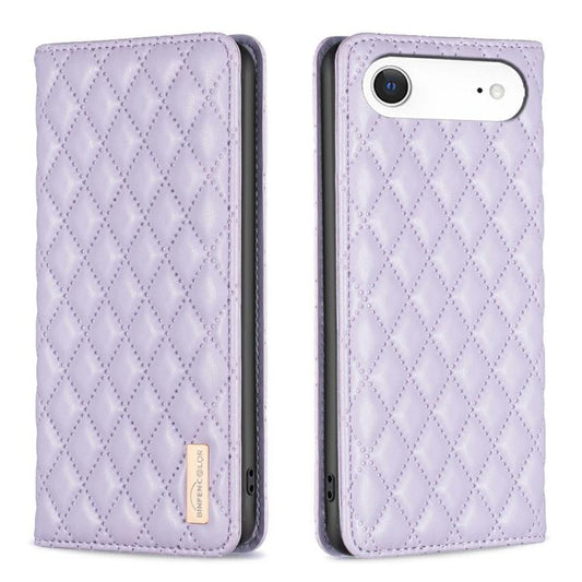 For iPhone Air Diamond Lattice Magnetic Leather Flip Phone Case(Purple) - iPhone Air Cases by buy2fix | Online Shopping UK | buy2fix