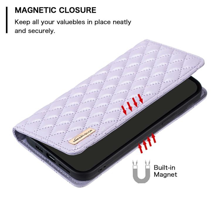 For iPhone Air Diamond Lattice Magnetic Leather Flip Phone Case(Purple) - iPhone Air Cases by buy2fix | Online Shopping UK | buy2fix