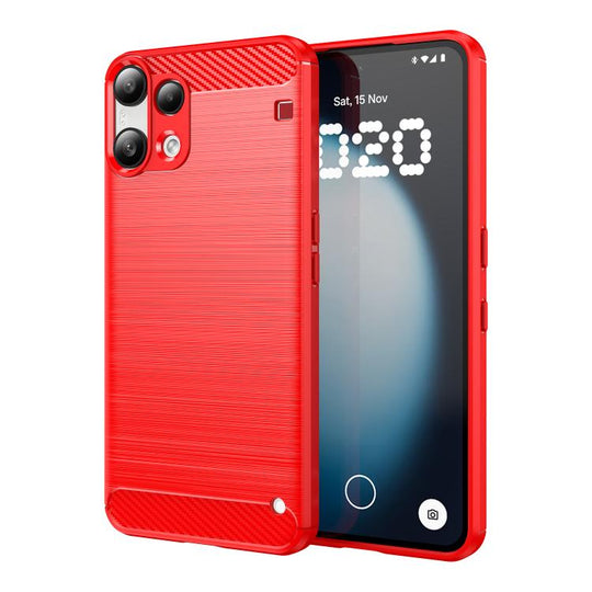 For Nothing Phone 3a Lite Carbon Fiber Brushed Texture TPU Phone Case(Red)
