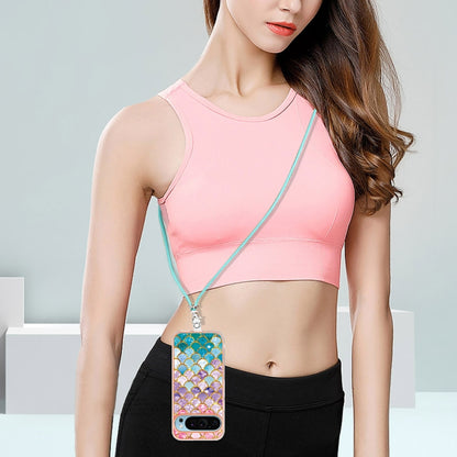 For Google Pixel 9 / 9 Pro Electroplating IMD TPU Phone Case with Lanyard(Colorful Scales) by buy2fix