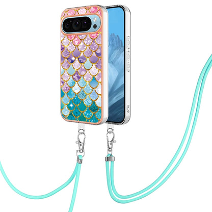 For Google Pixel 9 Pro XL Electroplating IMD TPU Phone Case with Lanyard(Colorful Scales) by buy2fix