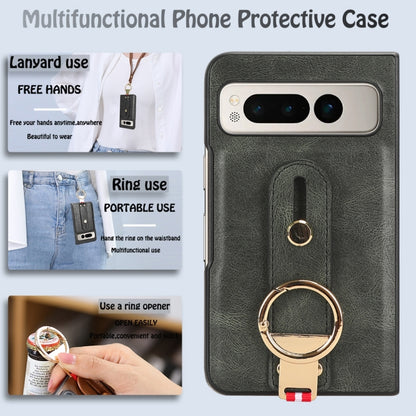 For Google Pixel Fold Wristband Leather Back Phone Case(Green) by buy2fix