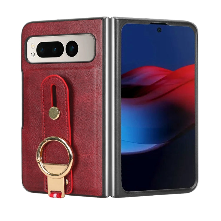 For Google Pixel Fold Wristband Leather Back Phone Case(Red) by buy2fix