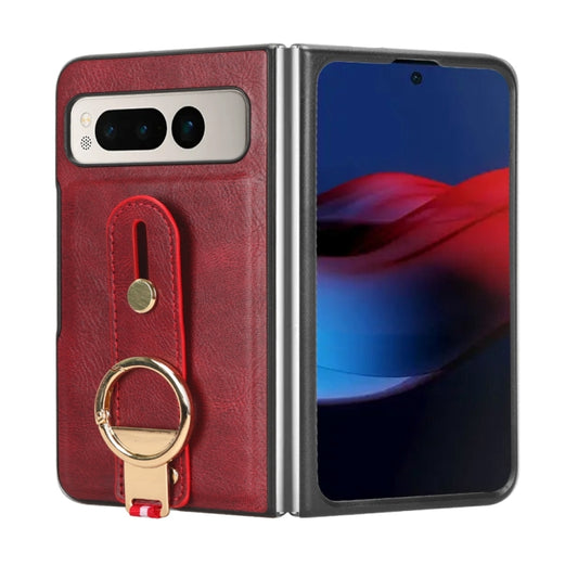 For Google Pixel Fold Wristband Leather Back Phone Case(Red) by buy2fix