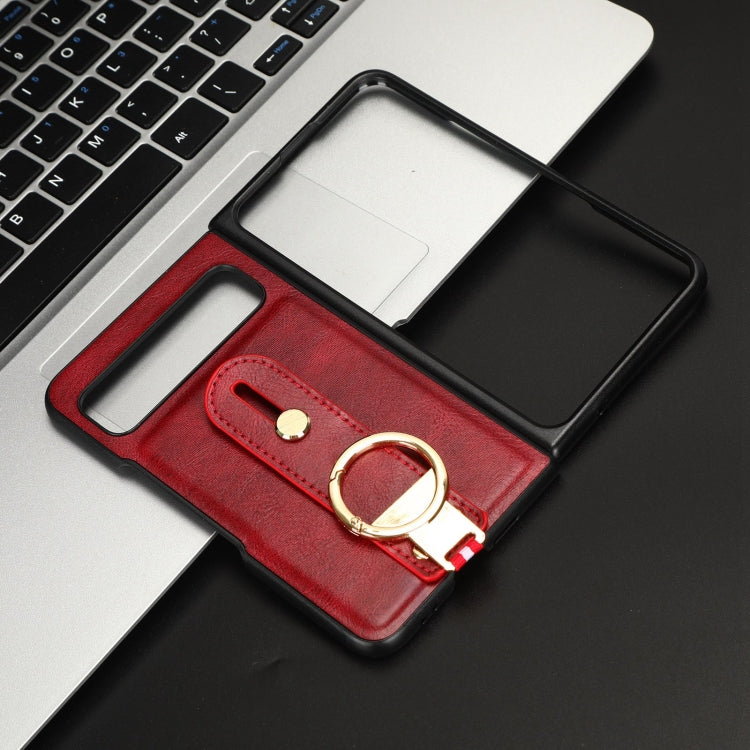 For Google Pixel Fold Wristband Leather Back Phone Case(Red) by buy2fix