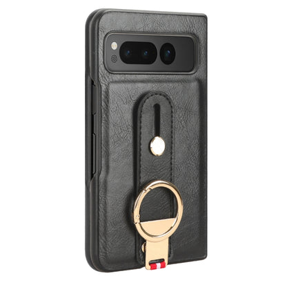 For Google Pixel Fold Wristband Leather Back Phone Case(Black) by buy2fix