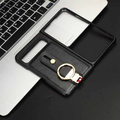 For Google Pixel Fold Wristband Leather Back Phone Case(Black) by buy2fix